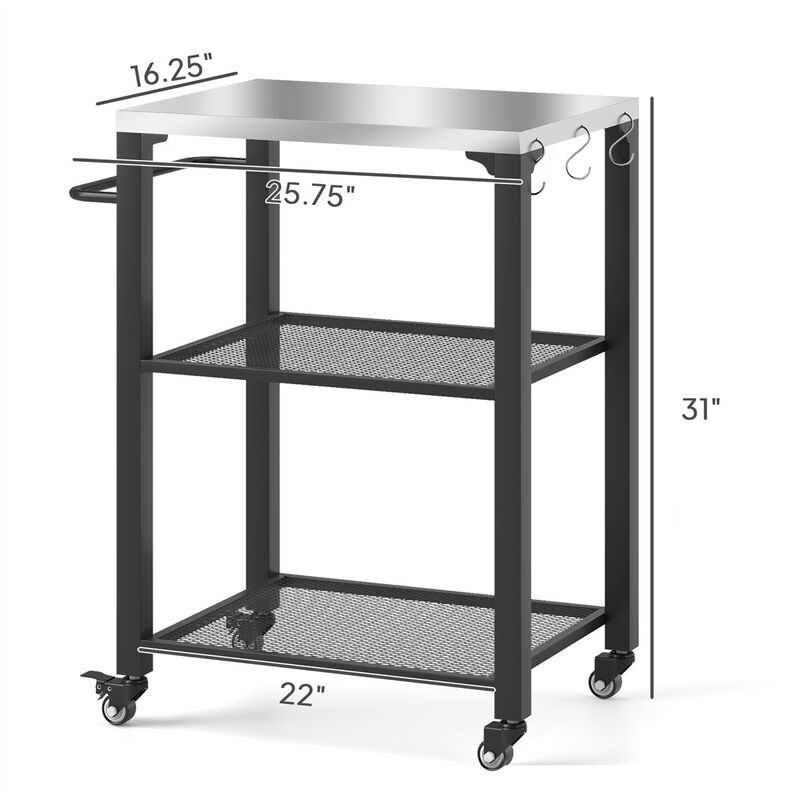 Portable BBQ Grill Cart &ndash; Heavy-Duty Outdoor Table with Wheels and Storage image number 2