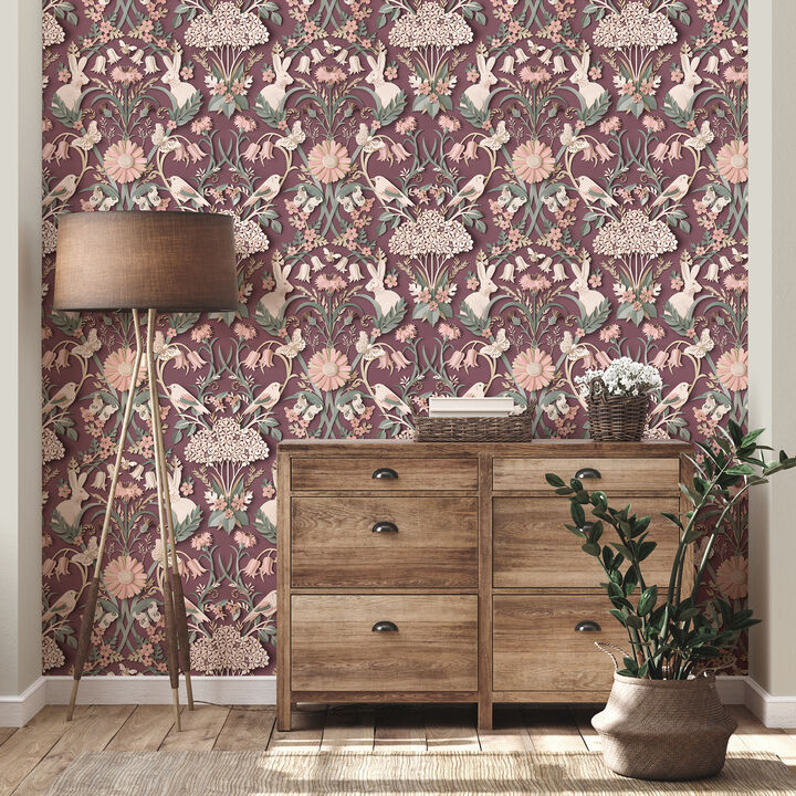 Fae Plum Woodland Wallpaper (Set of 2)