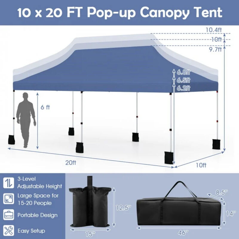 Foldable Pop-Up Gazebo Tent &ndash; Portable Outdoor Shelter with Carry Bag