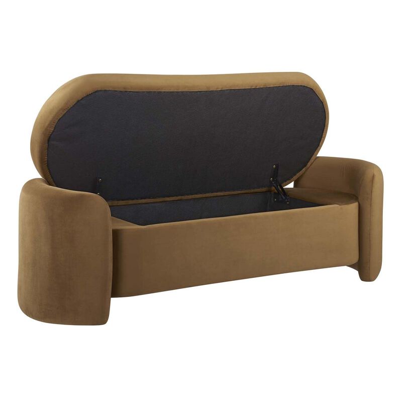 Modway Nebula Upholstered Performance Velvet Bench in Cognac Brown image number 5