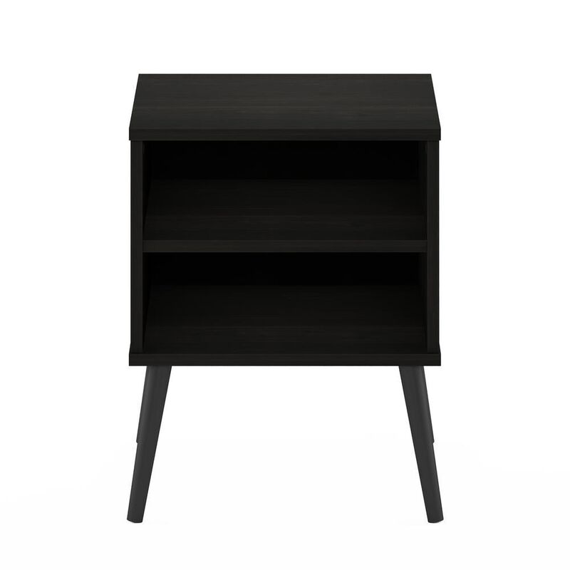 Furinno Claude Mid Century Style End Table with Wood Legs, Espresso