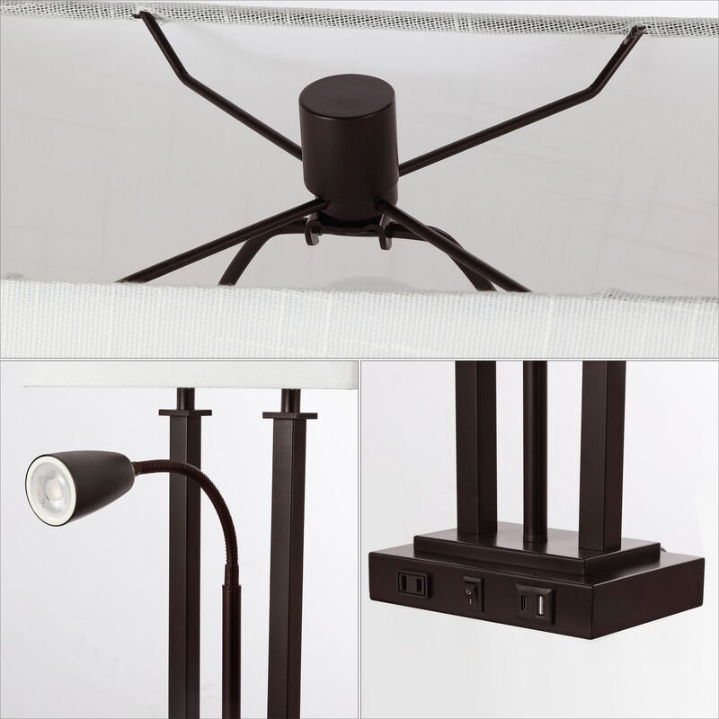 Blaire 2-Light Modern Farmhouse Metal LED Table Lamp with USB Charging port