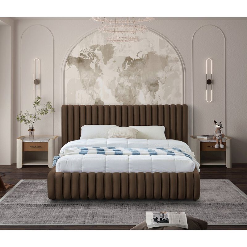 Meridian Furniture Nico Brown Velvet Full Bed