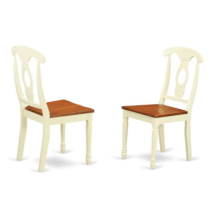 East West Furniture Napoleon  styled  chair  with  Wood  seat,  Set  of  2