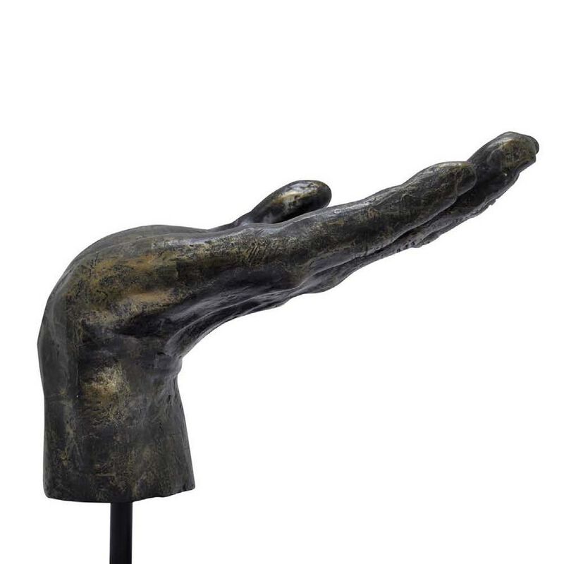 Lizzy Tabletop Decorative Hand Sculpture, Black, Bronze Resin 14 Inch - Benzara