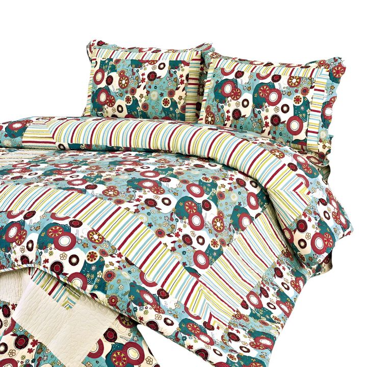Cotton 3-Piece Floral Vermicelli Quilted Bedding Set for Bedroom
