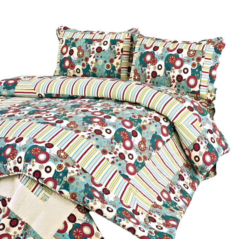 Cotton 3-Piece Floral Vermicelli Quilted Bedding Set for Bedroom image number 0