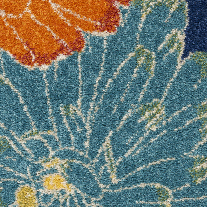 HomeRoots Botanical Leaves Power Loom Area Rug