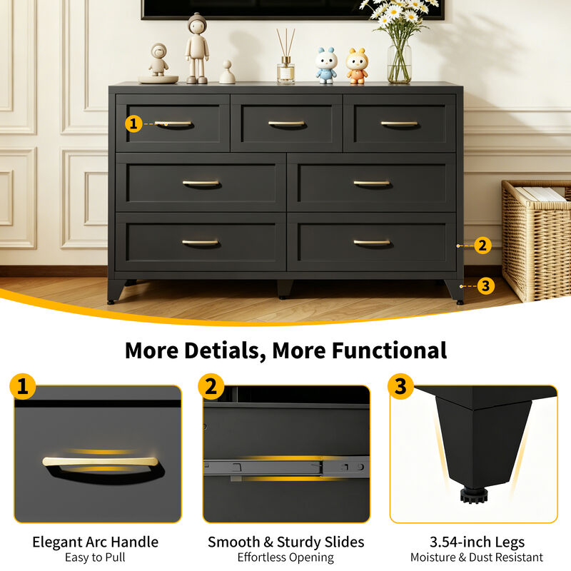 Pelkan 7-Drawer Metal Dresser image number 4