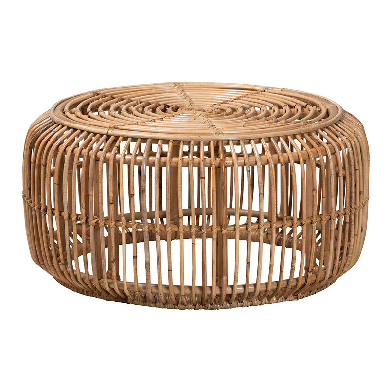 Baxton Studio Aliane Modern Bohemian Natural Brown Antique Rattan Coffee Table