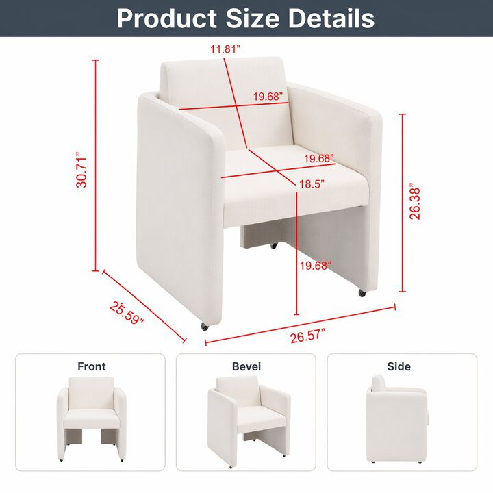 GOODSILO Modern Barrel Upholstered Dining Armchair Comfy Linen Fabric Accent Chair for Living Room, Home Office Reception Use
