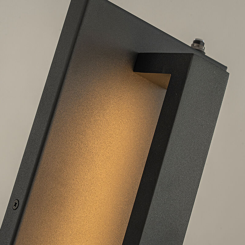 1-Light H20 in Minimalist Modern Linear 23W Integrated LED Outdoor Wall Sconce with Dusk to Dawn Sensor in Matte Black for Porch Patio image number 5