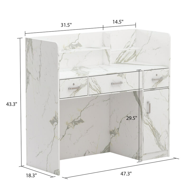 47.3 in. Rectangle Gray Wooden Console Table with 3-Drawers, Cabinet and Shelves Side Table for Entryway Hallway