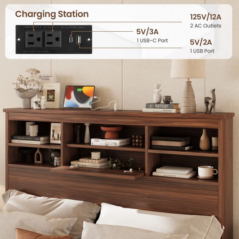Bursir 4‑Piece Queen Bedroom Set Charging Station Storage Headboard image number 3