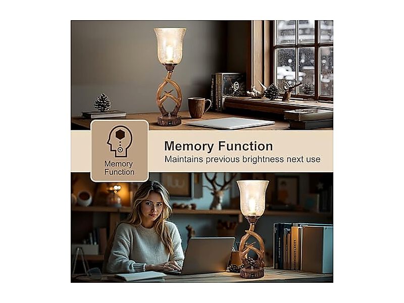 Antler Table Uplight Lamp Living Room Bedroom 20 Inch Resin Memory Function USB image number 3