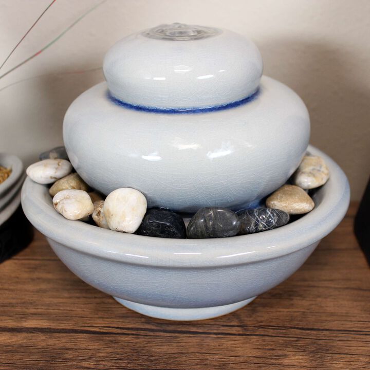 Sunnydaze Smooth Cascade Ceramic Indoor Water Fountain - 7 in