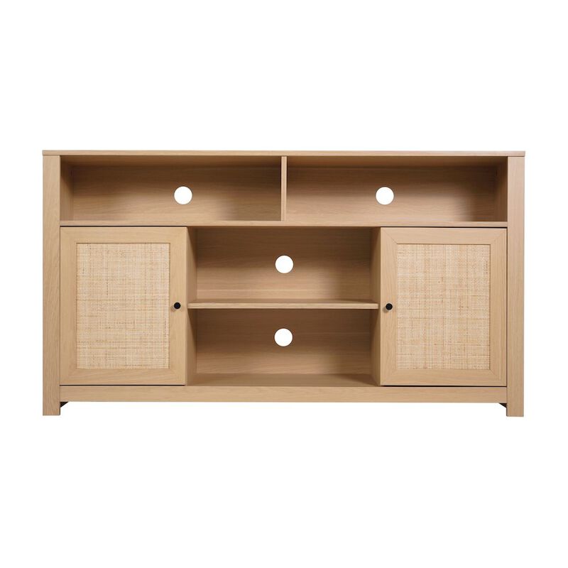 Flash Furniture Modern 58 Inch Buffet Sideboard, TV Stand for up to 65" TV's, Natural/Rattan image number 5