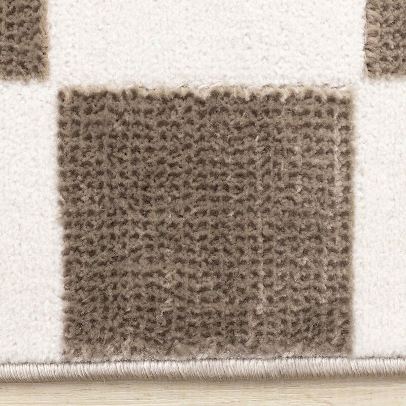Novelle Home Logan Soft Brown Cream Checkered Rug, 6'7 x 9'6 image number 1
