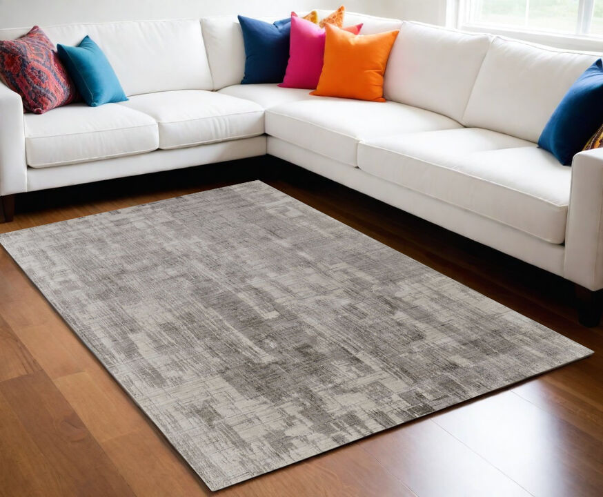 HomeRoots Abstract Hand Woven Worn Faded Area Rug