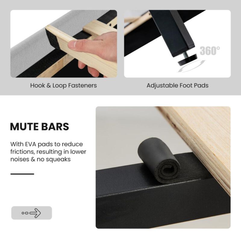 Hivvago Platform Bed with High Headboard and Wooden Slats