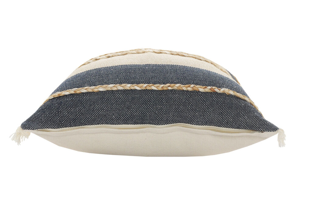 Boho Jute Coastal Zippered Pillow &ndash; Decorative Cushion for Couch, Chair, or Bed