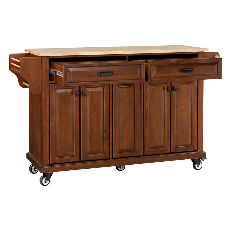 Streamdale Cambridge Natural Wood Top Kitchen Island with Storage
