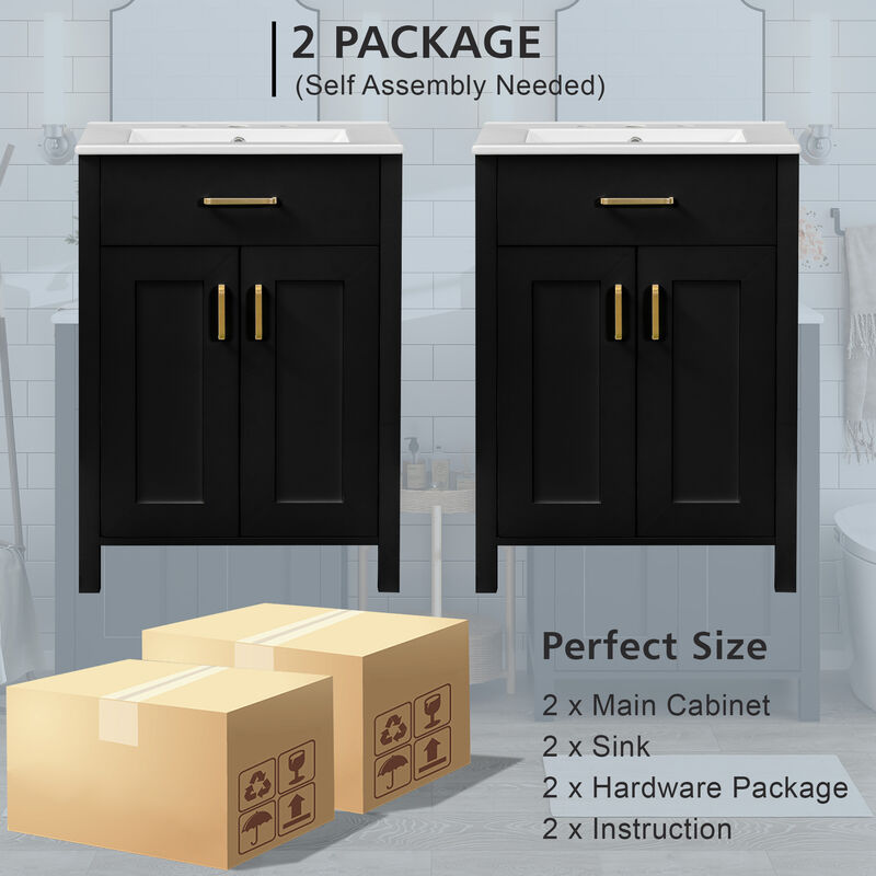 Merax 48" Modern Double Vanity Set with Dual Ceramic Sinks