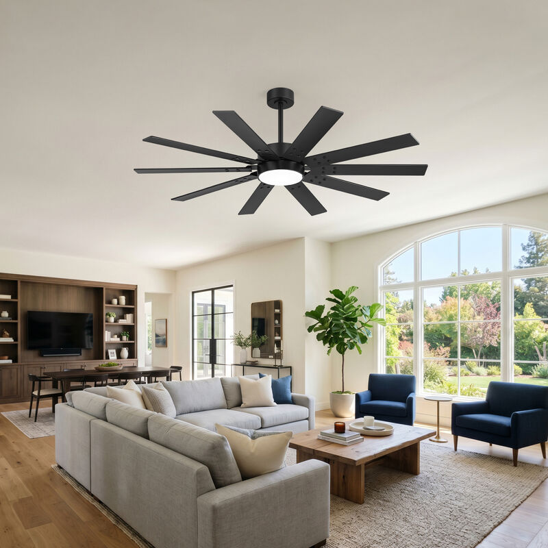 Breezary 60 Inch LED Ceiling Fan with Remote, 10 Plywood Blades, DC Motor, Timer image number 9