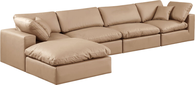 Meridian Furniture Comfy Tan Vegan Leather Modular Sectional