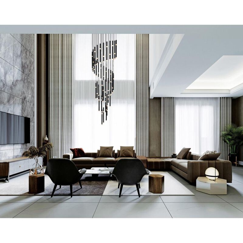 Flute 54 Light LED Chandelier With Black Finish