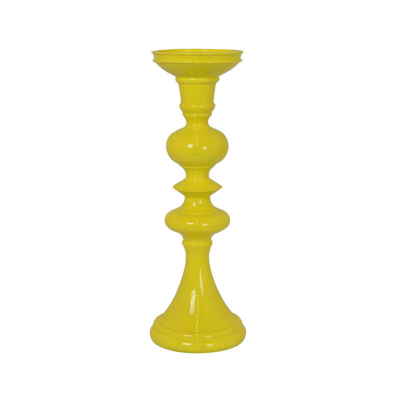 Meo Tabletop D&eacute;cor Candle Holder, Sculpted Turned Yellow Resin, 18 Inch image number 2