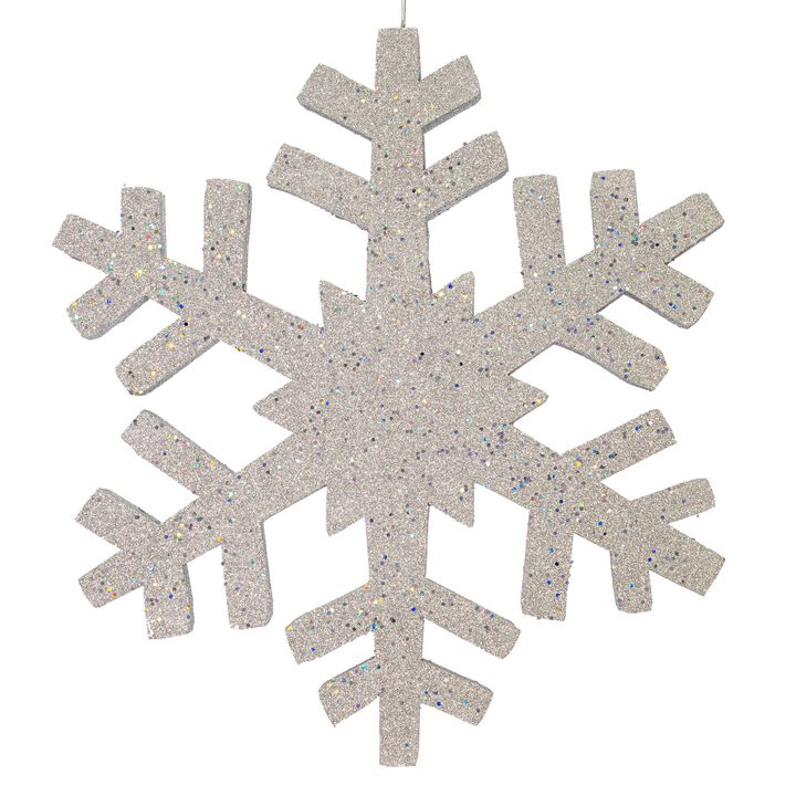 Vickerman 24" Silver Glitter Snowflake Christmas Ornament - Double Sided Ornament - Unique Christmas Ornament - Snowy Christmas Decor - Festive Silver Christmas Decor