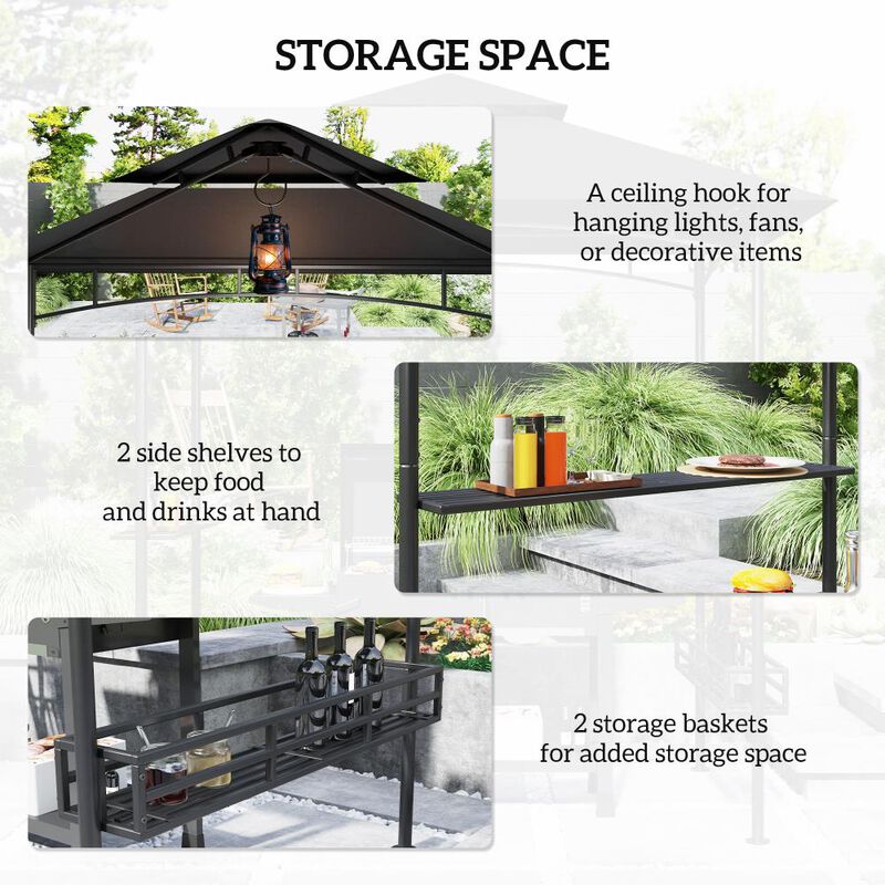 Hivvago 8x5 Barbecue Gazebo Shelter with Double Roof image number 4