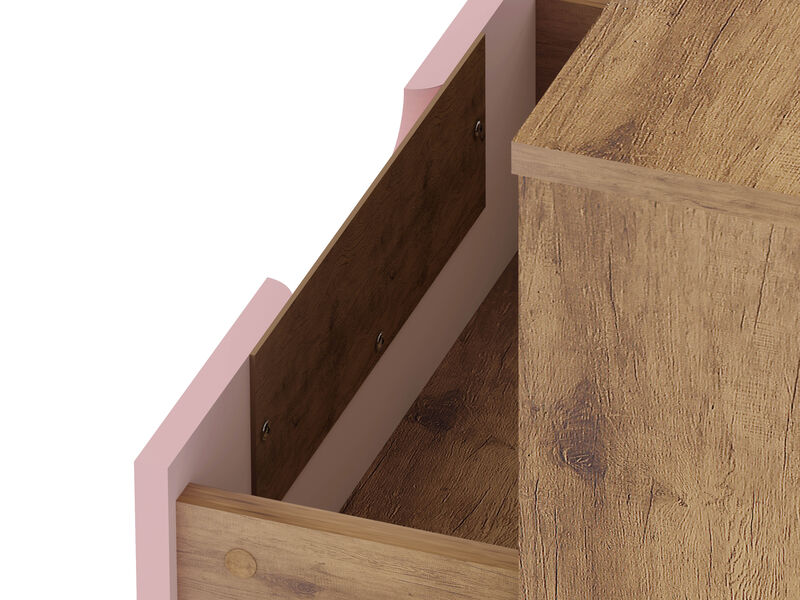 Rockefeller Pink and Brown 1-Drawer Nightstand image number 5