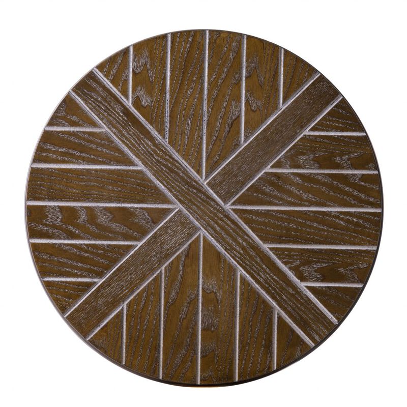 Hivvago 24 Inch Brown Manufactured Wood And Iron Round End Table With Shelf