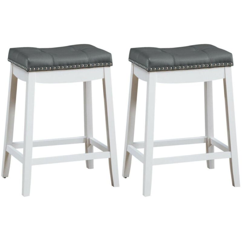 Hivvago Set of 2 24-Inch Height Backless Counter Stool with Footrest