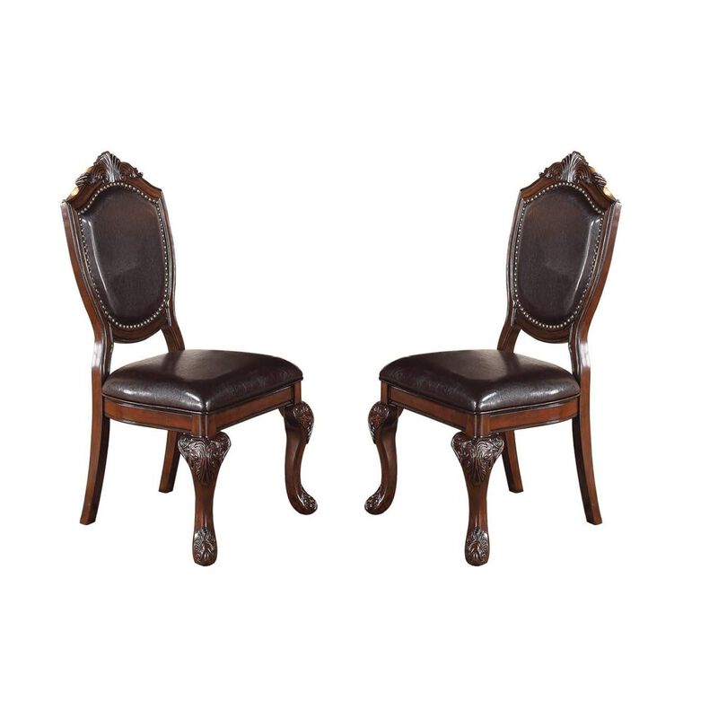 Streamdale Elegant Formal Side Chair Set (Brown Rubberwood) image number 2