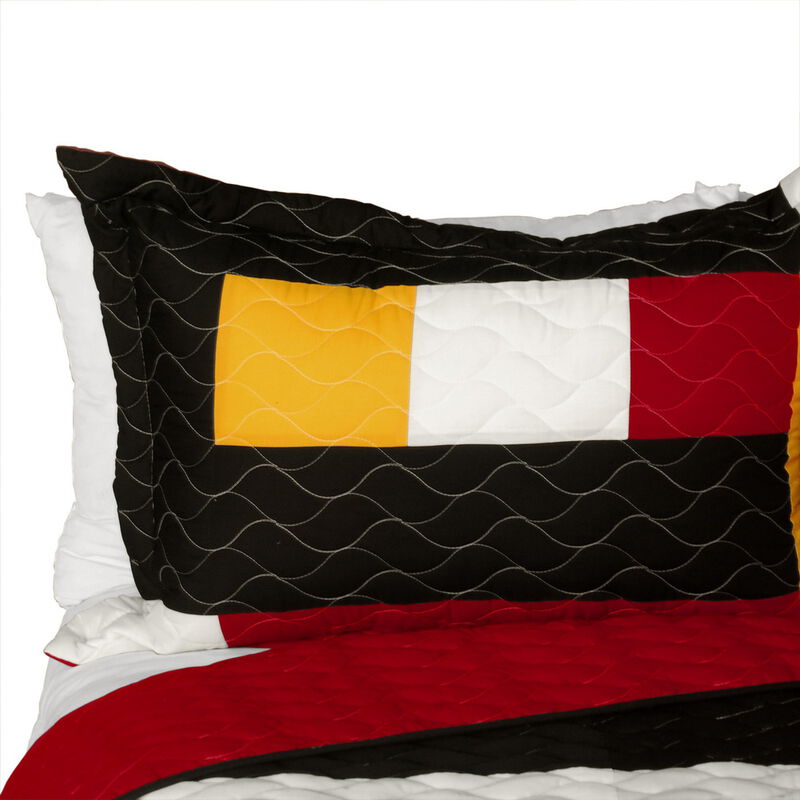 Queen Size 3 Piece Patchwork Quilt Set Bonfire Heart Soft Bedspread Set image number 4