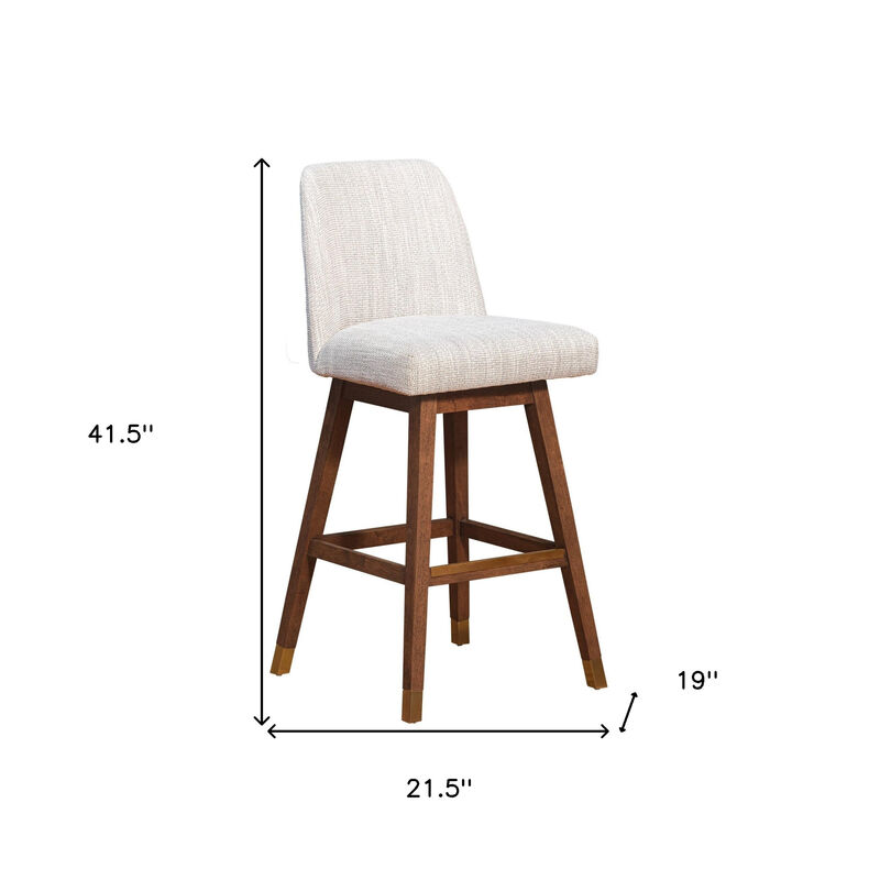 HomeRoots Beige and Brown Solid Wood Bar Height Swivel Bar Chair image number 6