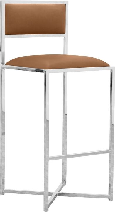 Amalfi X-Base Bar Stool in Cognac Leather - Set of 2