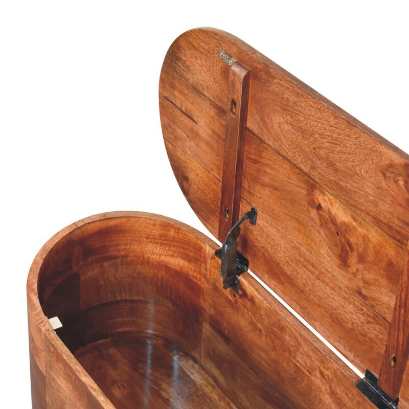 Artisan Furniture Solid Wood Honey Caramel Rounded Lid up Blanket Box