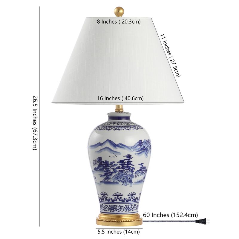 Zhou Ceramic/Iron Traditional Cottage LED Table Lamp