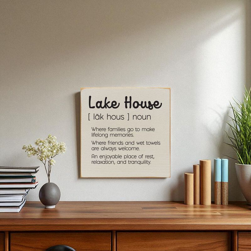 Lake House Definition Wooden Wall Sign for Cabin Decor image number 1