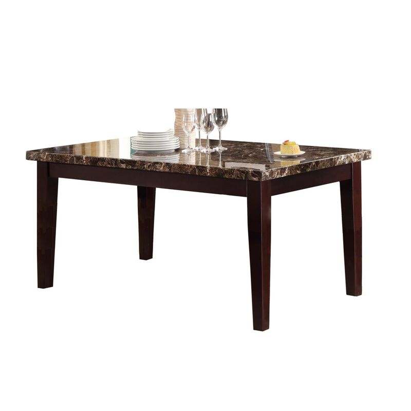 Espresso Finish Casual 1pc Dining Table Faux Marble Top Transitional Dining Room Furniture