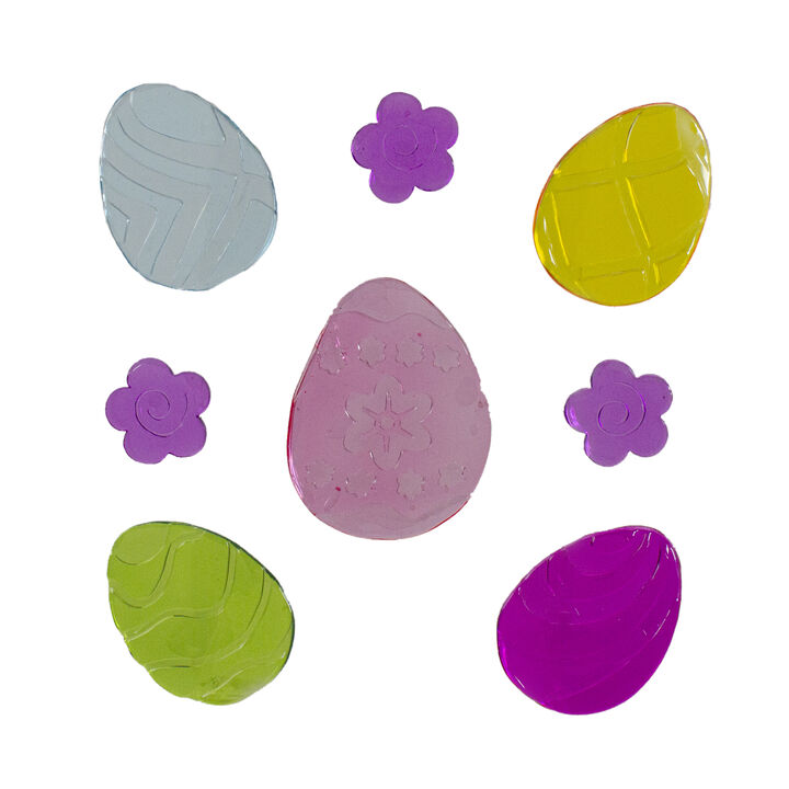 8-Piece Yellow and Purple Easter Egg Spring Gel Window Clings