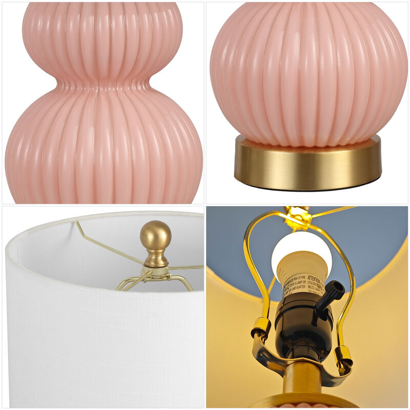 Daphne 20" Contemporary Transitional Metal/Glass Ribbed Gourd LED Table Lamp