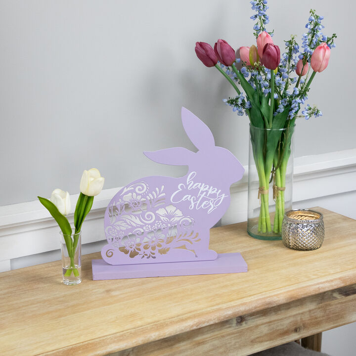 Happy Easter Floral Cut-Out Bunny Tabletop Decoration - 13"