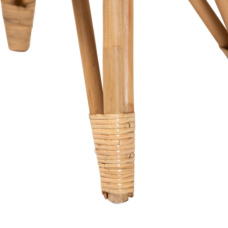 Bali & Pari Earvin Modern Bohemian Natural Brown Rattan Footstool