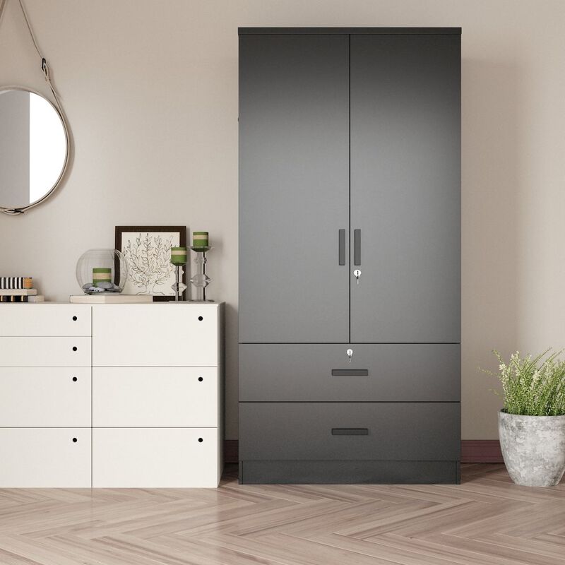 Woodpeckers Furniture And Mattress 2-Door Armoire with 2-Drawers