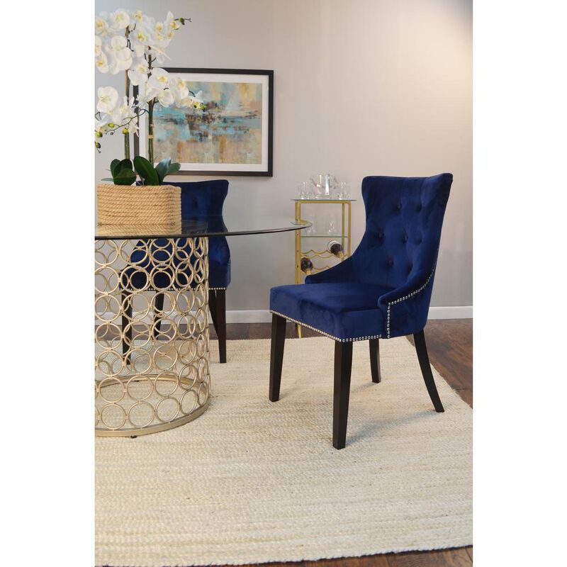 Carolina Living Julia Tufted Back Upholstered Chair - Set Of 2 - Espresso - Navy Upholstery